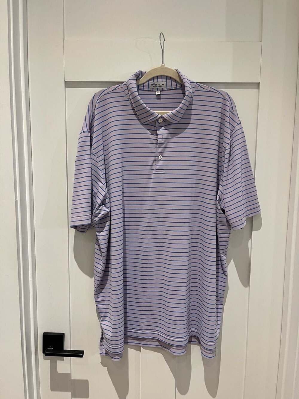 Peter Millar Summer Comfort Lavender Striped Performance Polo Shirt Size XXL